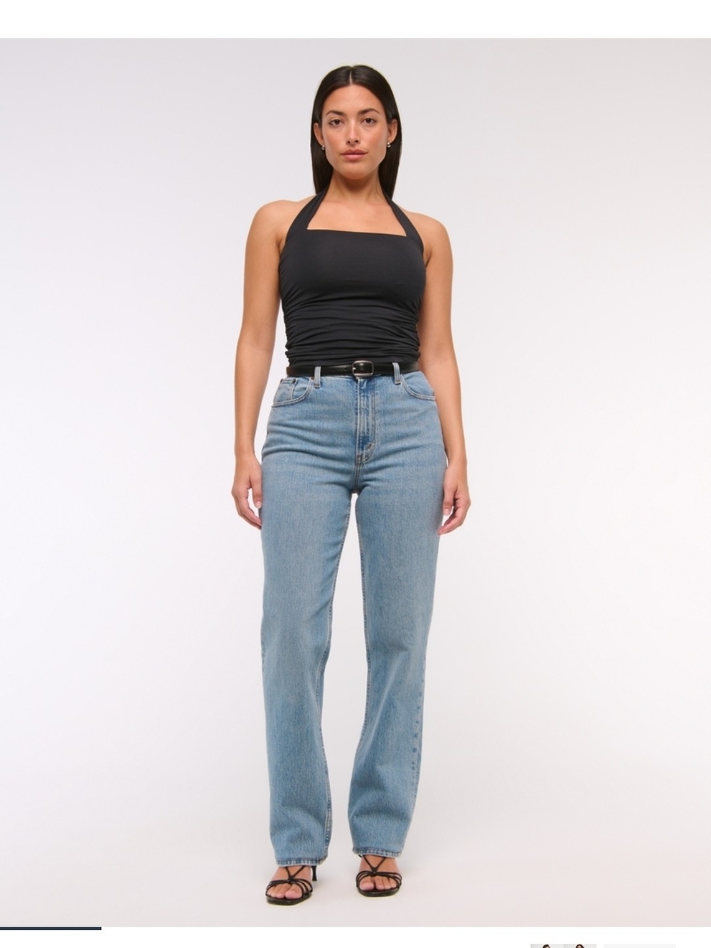 Abercrombie & Fitch Curve Love Jeans Straight Leg 90s Ultra High Rise Light Blue